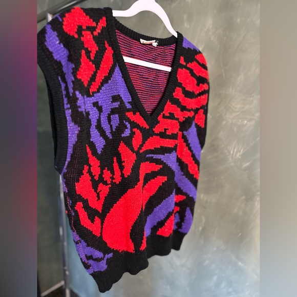 Vintage red and purple sweater vest - Picture 4 of 6